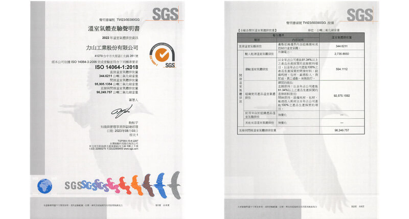 力山工業堅定綠色承諾：2022年度溫室氣體排放查證順利通過，邁向淨零排放目標
